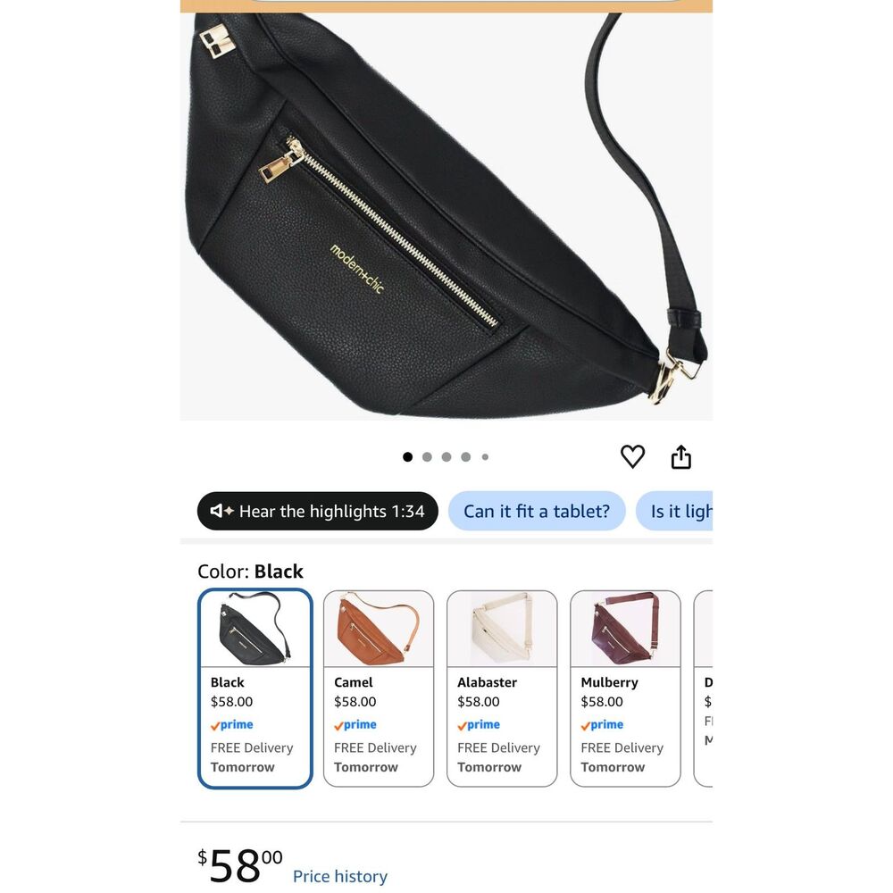 Modern+Chic Women’s Presley Oversized Crossbody Sling Bag Travel Purse black - Picture 3 of 12